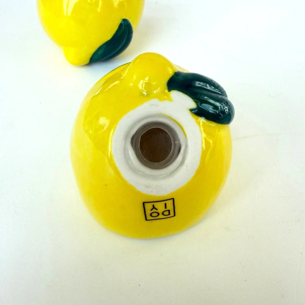 DOIY Design Acid Lemon Ceramic Salt and Pepper Shakers Set